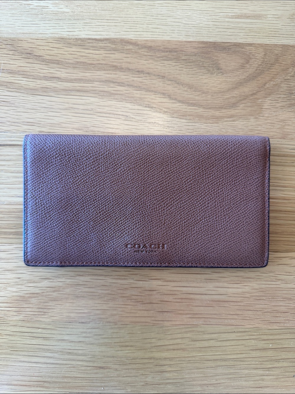 Unisex Coach Checkbook or Slim Wallet in Brown